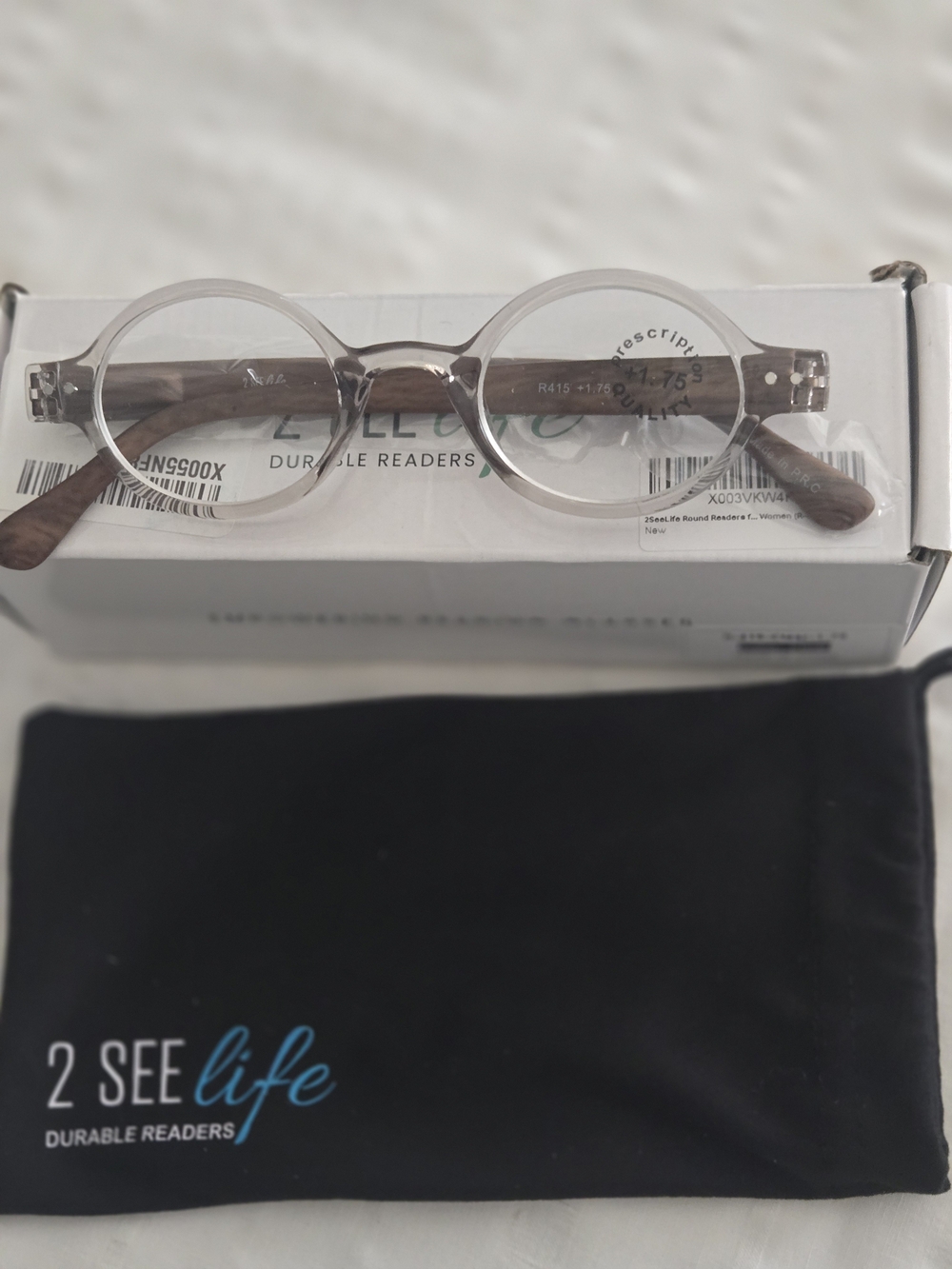 Women's Round Reading Glasses in Translucent Taupe